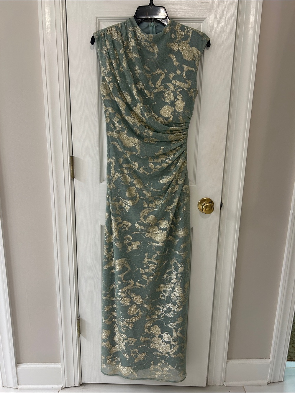 Betsy & AdamElegant Sage and Gold Draped Decorative Evening Dreww
